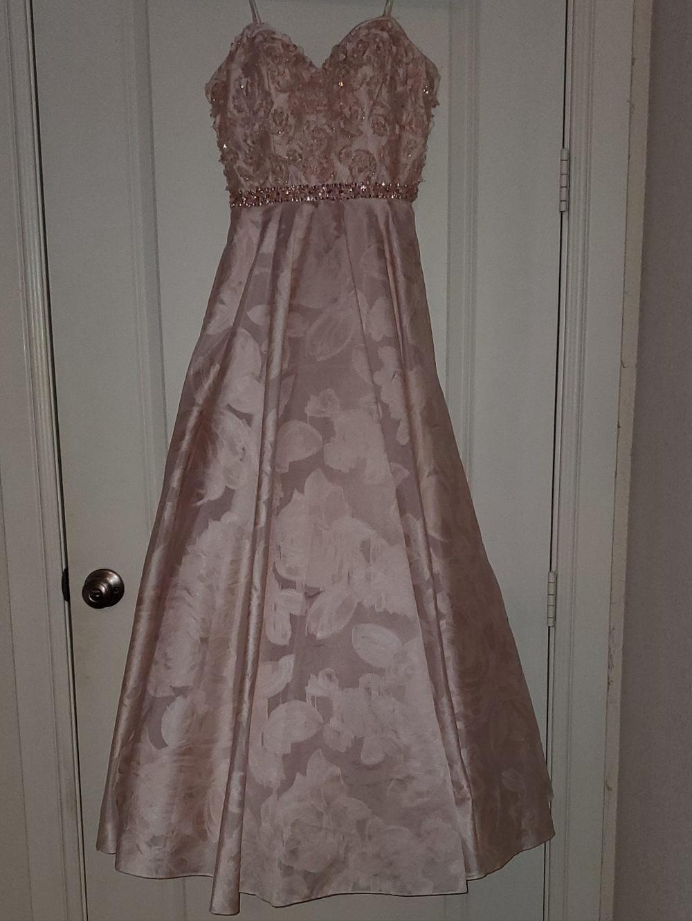 Morilee Blush Pink Floral Ball Gown Dress with Beaded Bust And Waist